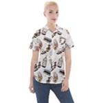Hufflepuff Pattern Women s Short Sleeve Pocket Shirt