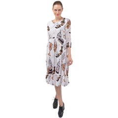 Ruffle End Midi Chiffon Dress 