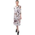 Hufflepuff Pattern Ruffle End Midi Chiffon Dress