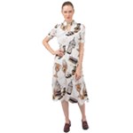 Hufflepuff Pattern Keyhole Neckline Chiffon Dress