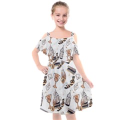 Kids  Cut Out Shoulders Chiffon Dress 