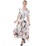 Hufflepuff Pattern Waist Tie Boho Maxi Dress