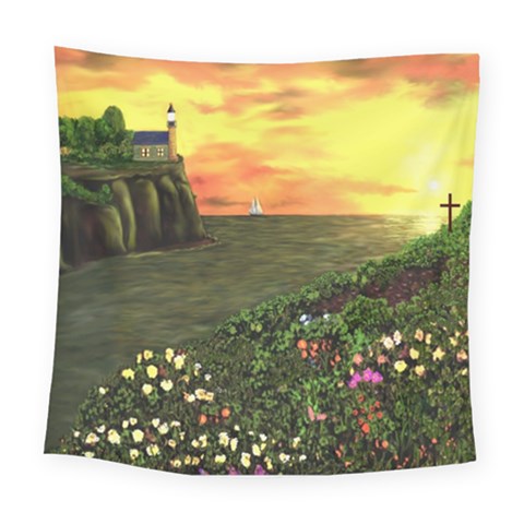 Eddie s Sunset Square Tapestry (Large) from ArtsNow.com