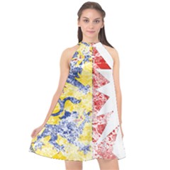 Halter Neckline Chiffon Dress  