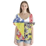Coa De Saarland V-Neck Flutter Sleeve Top