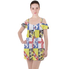 Ruffle Cut Out Chiffon Playsuit 