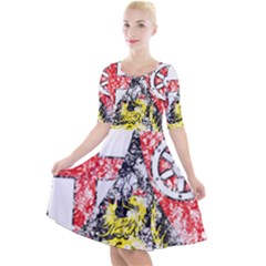 Quarter Sleeve A-Line Dress 