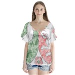 Coat Of Arms Of North Rhine Westfalia V-Neck Flutter Sleeve Top