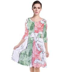Quarter Sleeve Waist Band Dress 