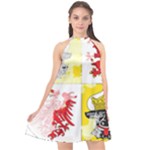Coat Of Arms Of Mecklenburg Western Pomerania Halter Neckline Chiffon Dress 