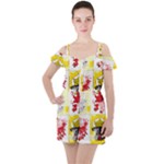 Coat Of Arms Of Mecklenburg Western Pomerania Ruffle Cut Out Chiffon Playsuit