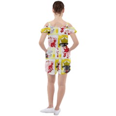 Ruffle Cut Out Chiffon Playsuit 
