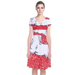 Short Sleeve Front Wrap Dress 