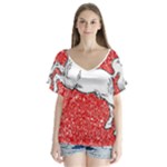 Coat Of Arms Of Lower Saxony V-Neck Flutter Sleeve Top