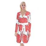 Coat Of Arms Of Lower Saxony Long Sleeve Velvet Front Wrap Dress
