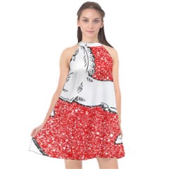 Halter Neckline Chiffon Dress  