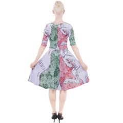 Quarter Sleeve A-Line Dress 