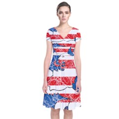 Short Sleeve Front Wrap Dress 