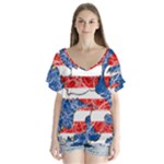 Coat Of Arms Of Hesse V-Neck Flutter Sleeve Top