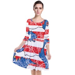 Quarter Sleeve Waist Band Dress 