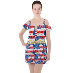Ruffle Cut Out Chiffon Playsuit 