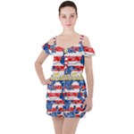 Coat Of Arms Of Hesse Ruffle Cut Out Chiffon Playsuit