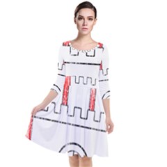 Quarter Sleeve Waist Band Dress 
