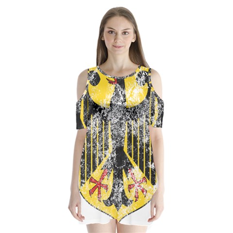 Coat Of Arms Of Germany Washed Shoulder Cutout Velvet One Piece from ArtsNow.com