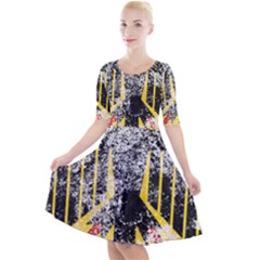 Quarter Sleeve A-Line Dress 