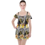 Coat Of Arms Of Germany Washed Ruffle Cut Out Chiffon Playsuit