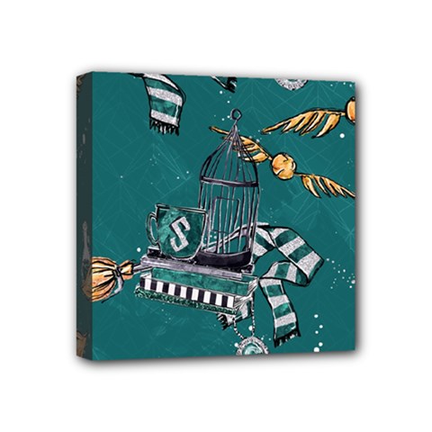 Slytherin Pattern Mini Canvas 4  x 4  (Stretched) from ArtsNow.com
