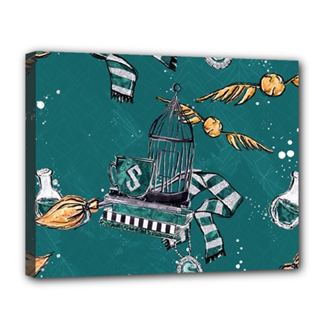 Slytherin Pattern Canvas 14  x 11  (Stretched) from ArtsNow.com