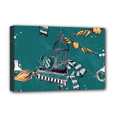 Slytherin Pattern Deluxe Canvas 18  x 12  (Stretched) from ArtsNow.com