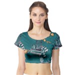 Slytherin Pattern Short Sleeve Crop Top