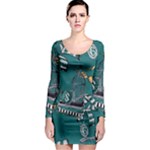 Slytherin Pattern Long Sleeve Bodycon Dress