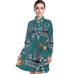 Slytherin Pattern Long Sleeve Chiffon Shirt Dress