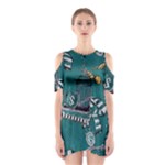 Slytherin Pattern Shoulder Cutout One Piece Dress