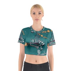 Slytherin Pattern Cotton Crop Top from ArtsNow.com