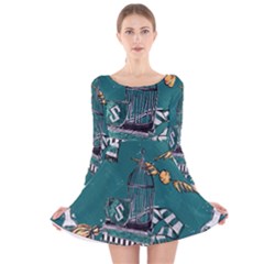 Long Sleeve Velvet Skater Dress 