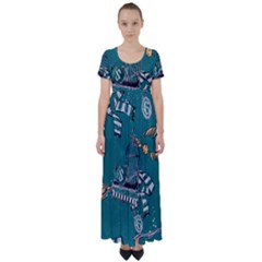 High Waist Short Sleeve Maxi Dress 