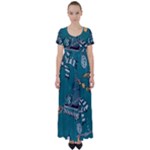 Slytherin Pattern High Waist Short Sleeve Maxi Dress