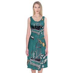 Slytherin Pattern Midi Sleeveless Dress from ArtsNow.com