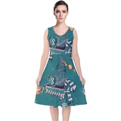 V-Neck Midi Sleeveless Dress  
