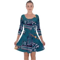 Quarter Sleeve Skater Dress 