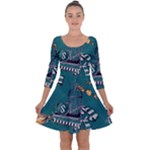 Slytherin Pattern Quarter Sleeve Skater Dress