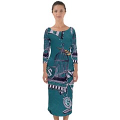 Quarter Sleeve Midi Bodycon Dress 