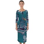 Slytherin Pattern Quarter Sleeve Midi Bodycon Dress