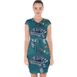 Slytherin Pattern Capsleeve Drawstring Dress 