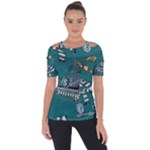 Slytherin Pattern Shoulder Cut Out Short Sleeve Top