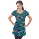 Slytherin Pattern Puff Sleeve Tunic Top